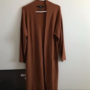 F21 caramel brown long cardigan